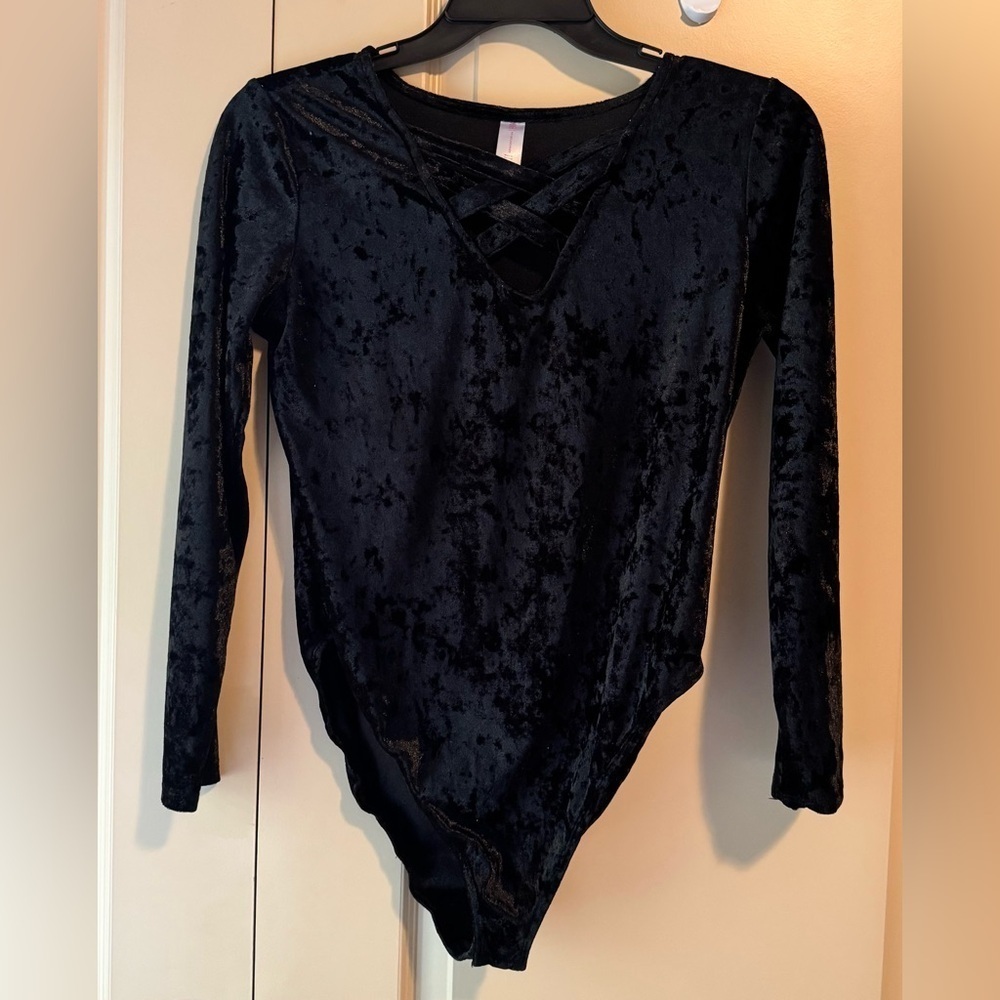 No Boundaries Black Velvet Bodysuit Women